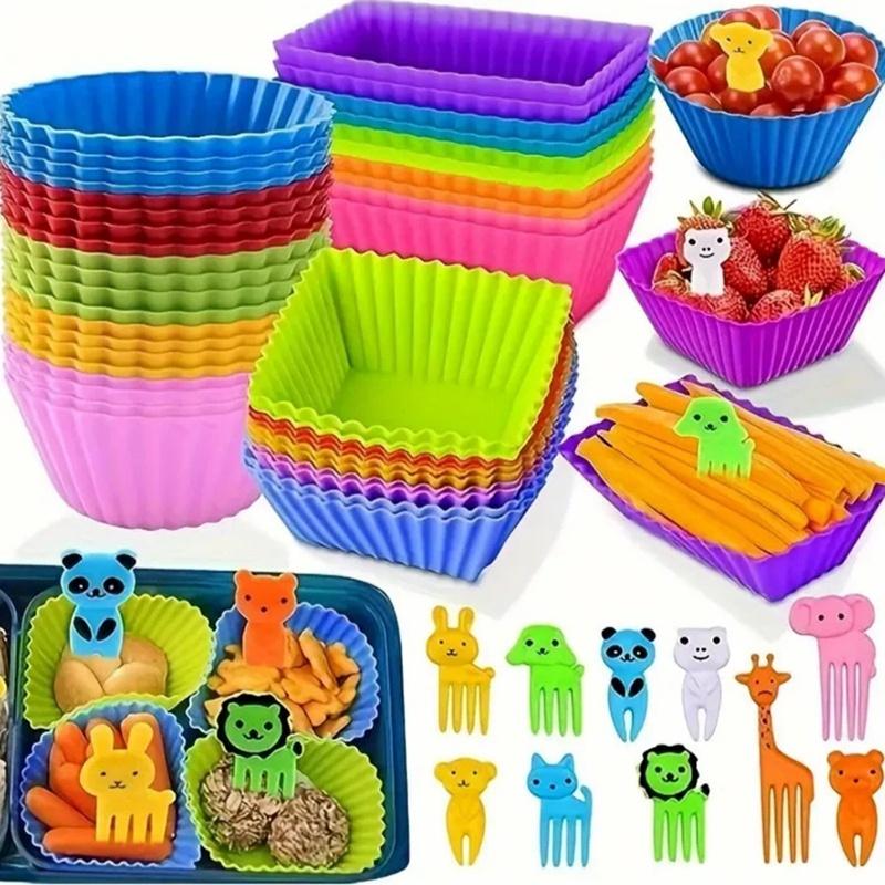 Meal Prep Template - ● 12/24 Stück Silikon-Lunchbox-Trennwände, Bento-Lunchbox-Trennwände, Trennwände
