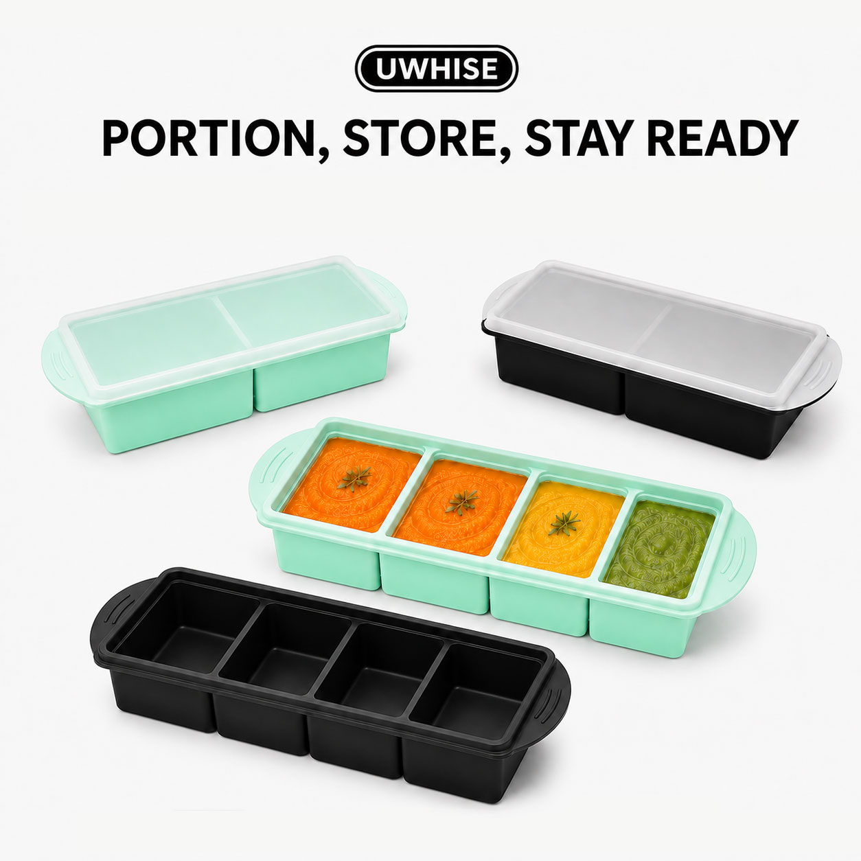 Meal Prep Template - Uwhise Silikon-Suppen-Gefrierbehälter für Babynahrung mit Deckel,