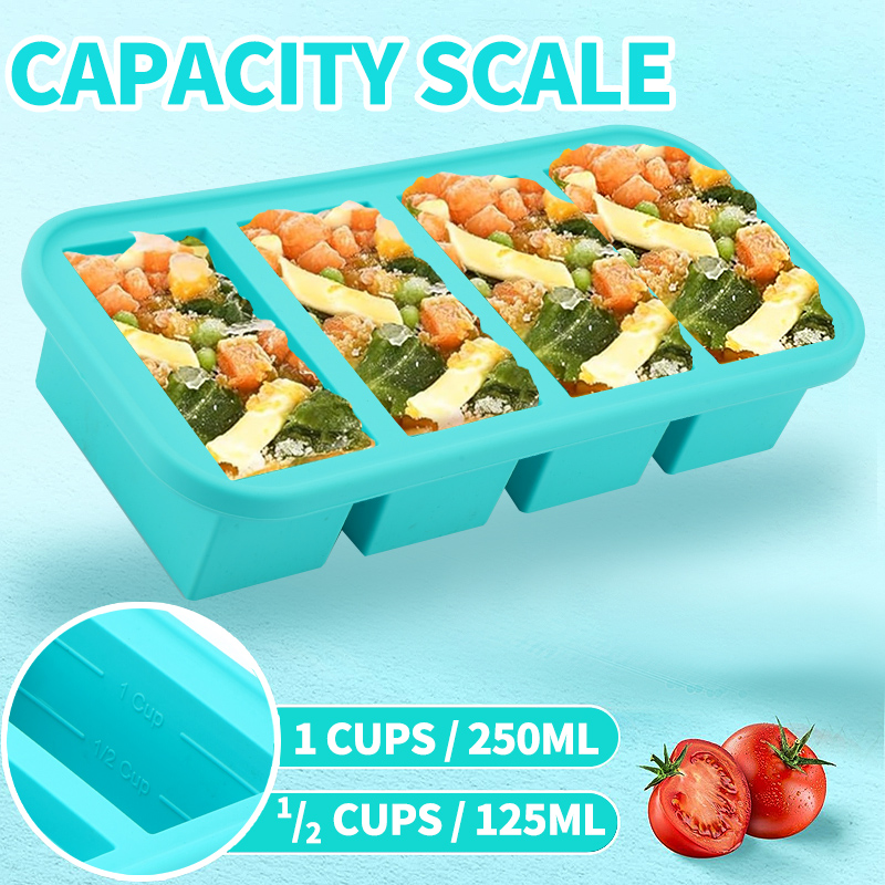 Meal Prep Template - 4 abgedeckte Gefrierformen aus Silikon –