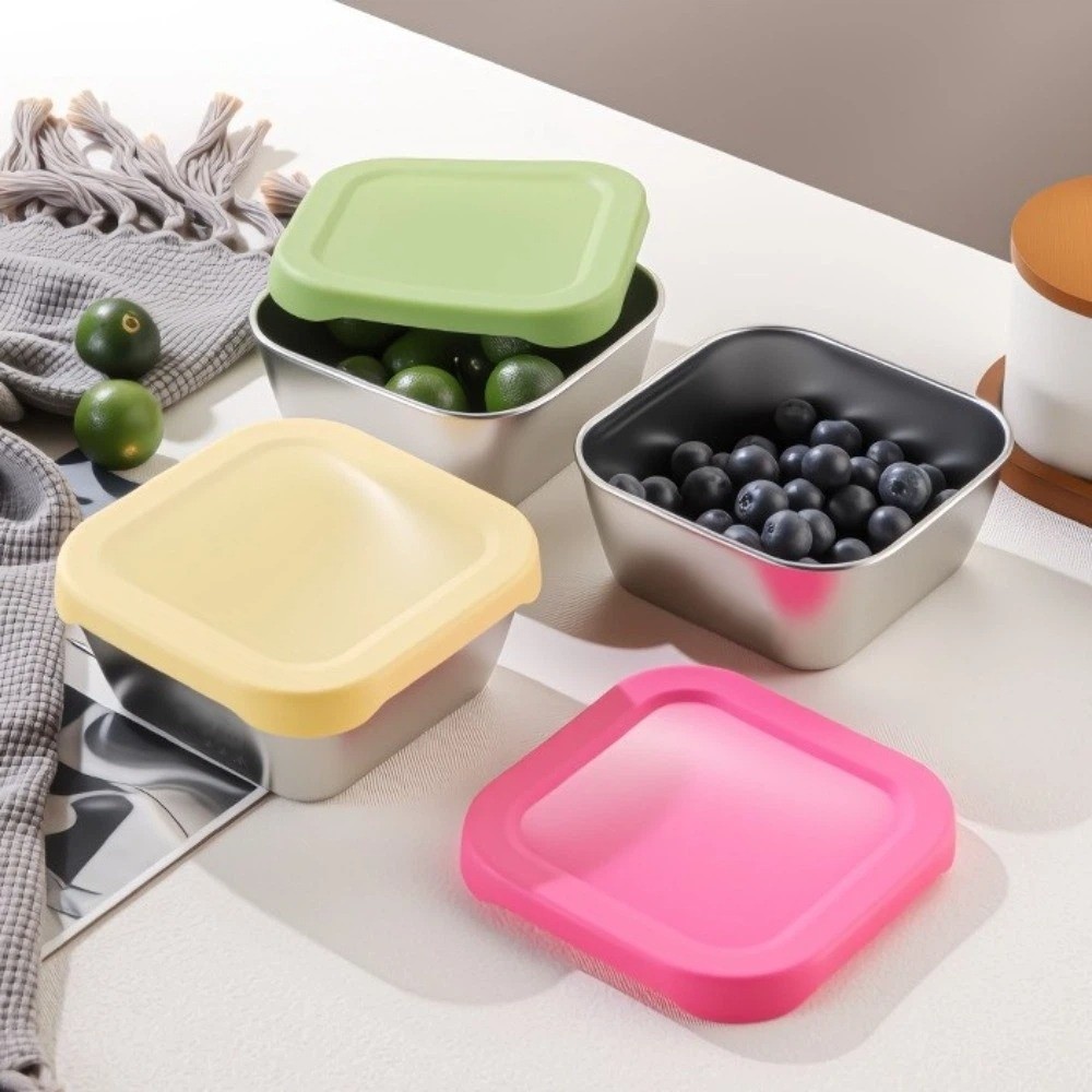 Meal Prep With Rice - Silikondeckel Edelstahl Frischhaltebox Stapelbar Lebensmittelecht Essensvorbereitungsbehälter