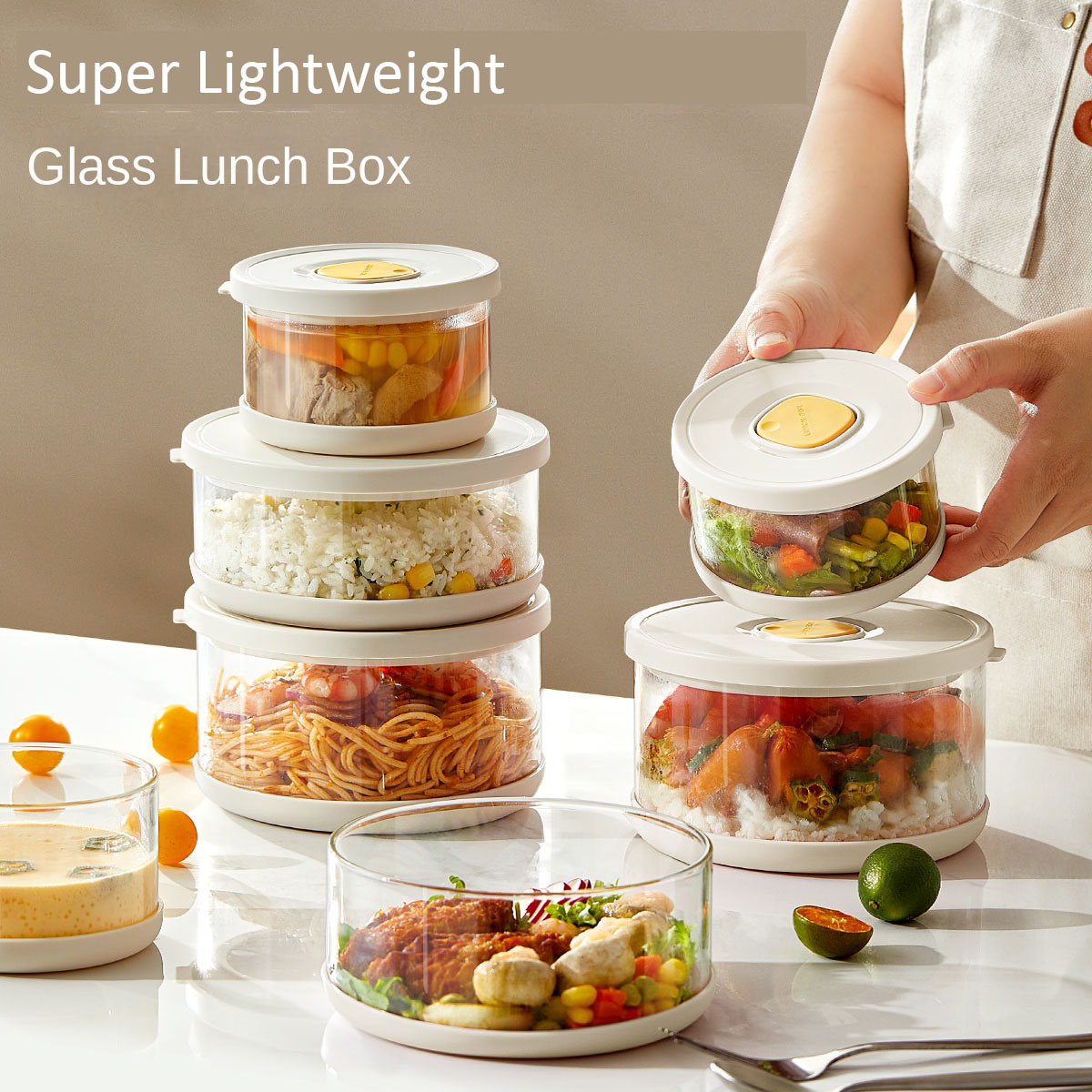 Meal Prep With Rice - Glas-Schüssel mit luftdichtem Deckel für Salat,