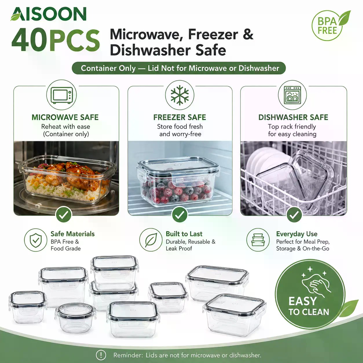 40-teiliges Set extra großer,  – Meal Prep Kitchen Bewertung und Preis
